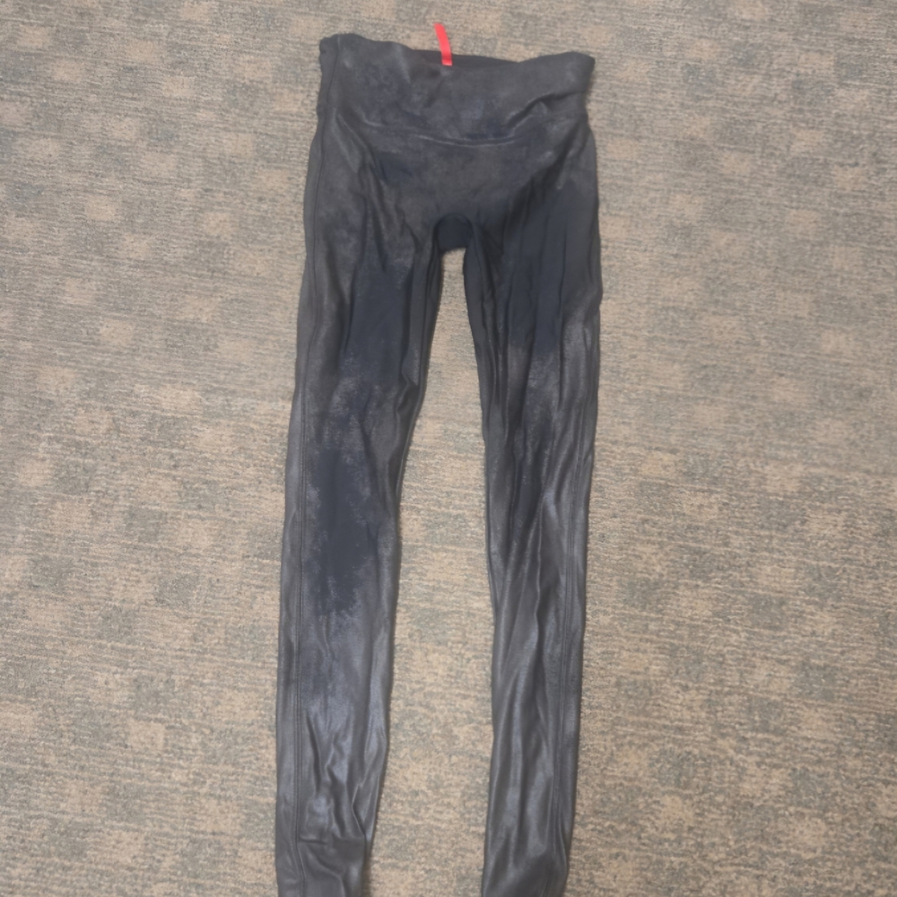 SPANX Metallic Black Leggings